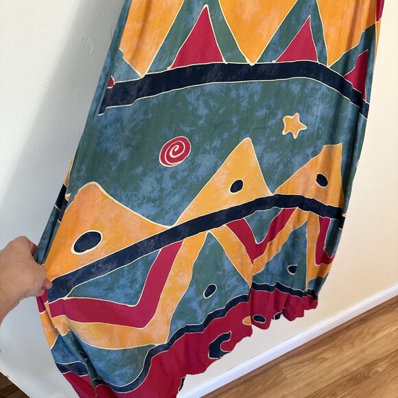 Vtg Womens Endeavor Sleeveless Maxi Dress S/M Colorful Geometric Pattern Boho - Picture 8 of 8